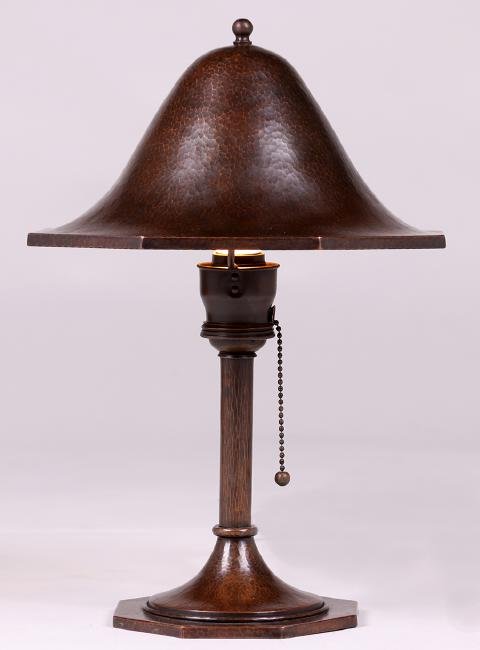 Roycroft Hammered Copper Octagonal Helmet Lamp (1 of 5)