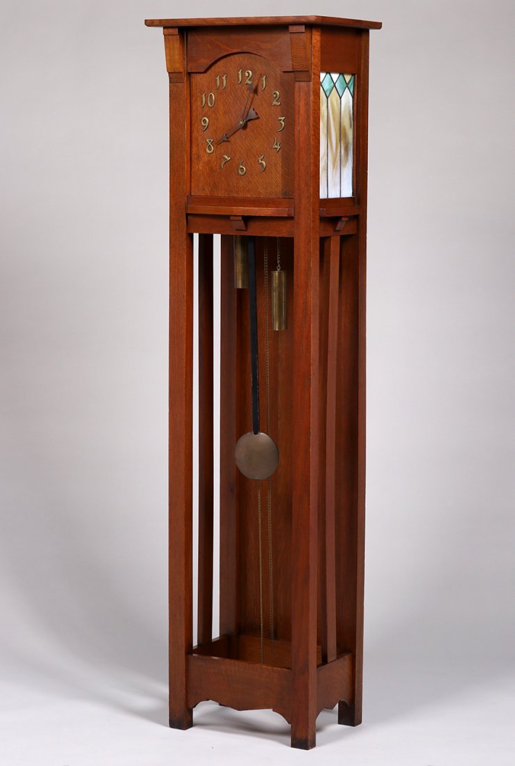 Grand Rapids Leaded Glass Grandfather Clock c1910 (1 of 5)