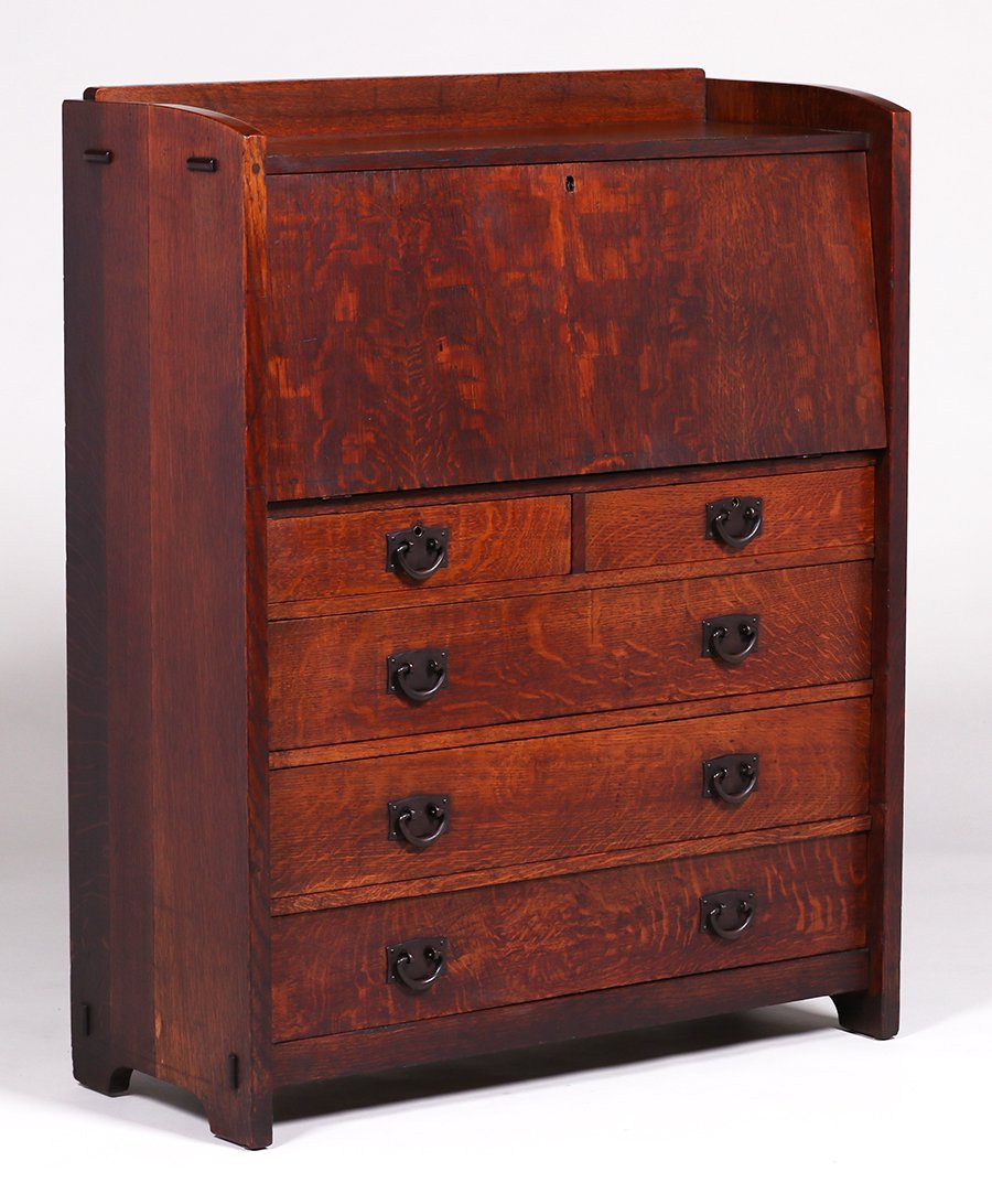 Gustav Stickley 5-Drawer Dropfront Desk c1912-1915 (1 of 6)