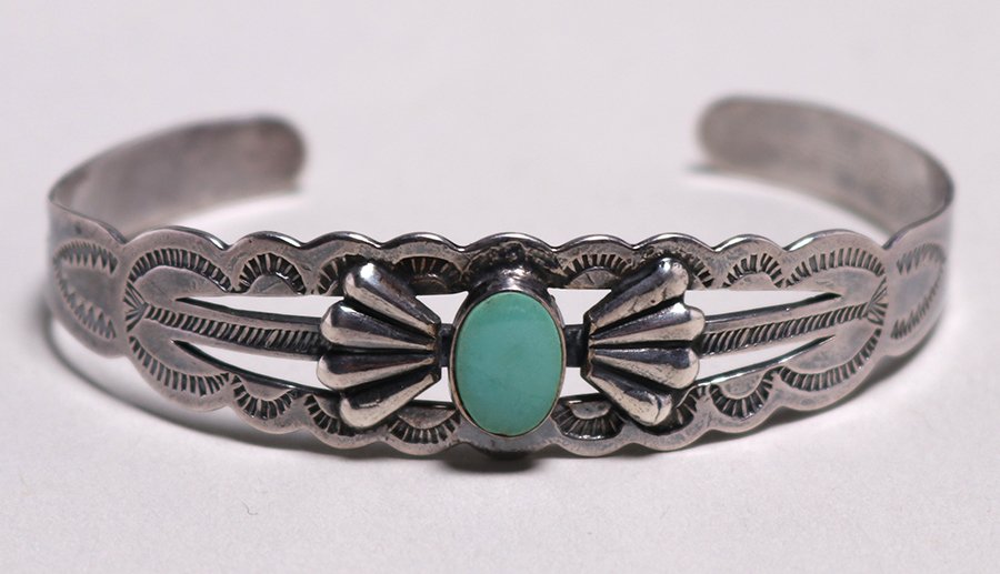 Navajo Sterling Silver Turquoise Bracelet (1 of 3)