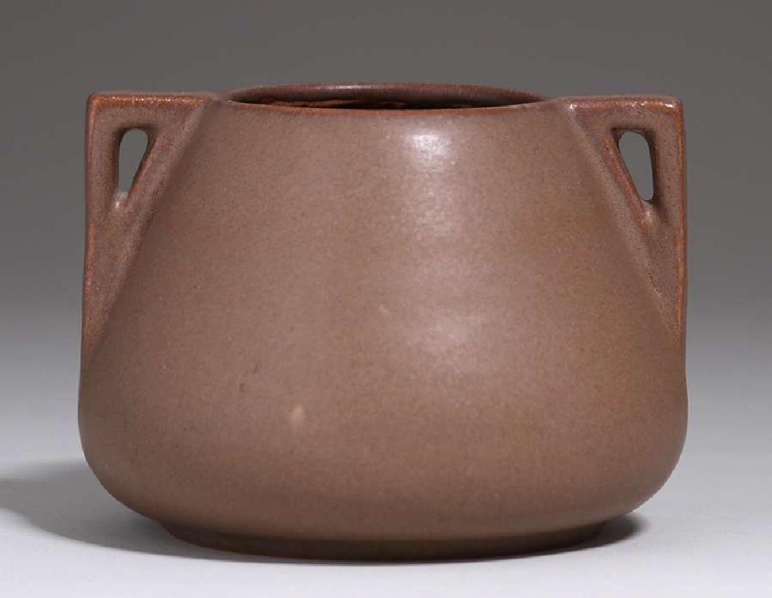 Fulper Two-Handled Matte Brown Vase (1 of 3)