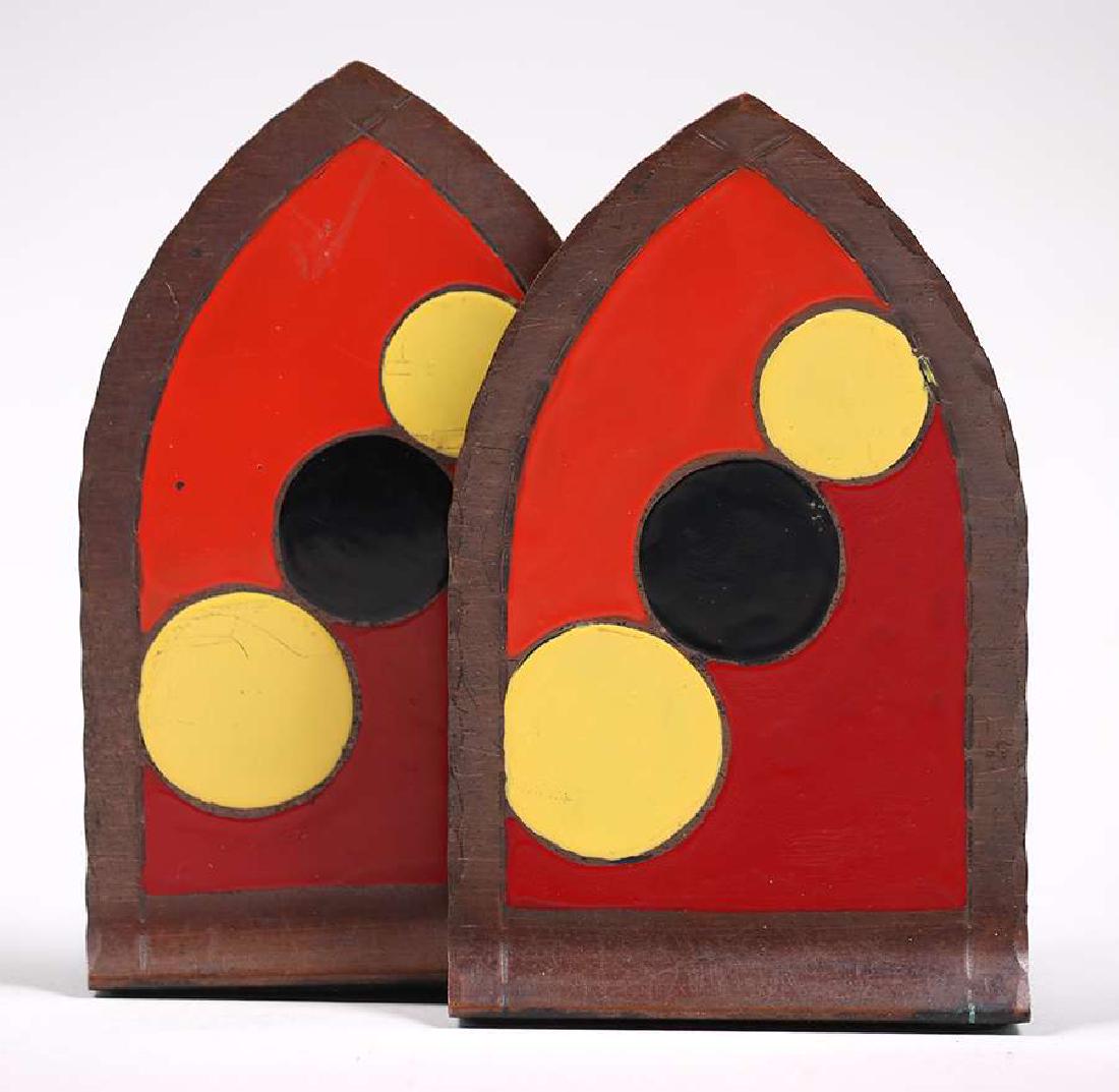 Craftsman Studios Hammered Copper & Enamel Bookends (1 of 2)