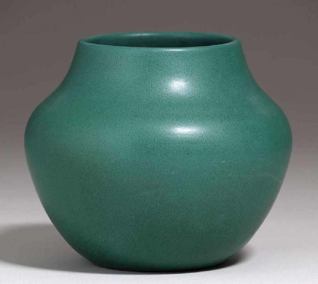 California Faience Matte Green Olla-Shaped Vase (1 of 2)