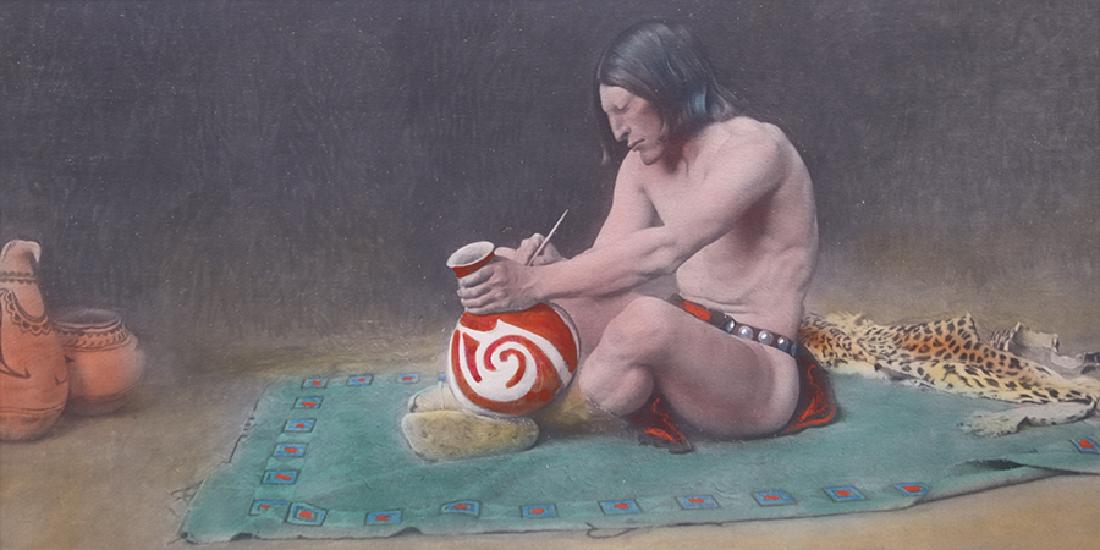 George de Forest Brush Hand-Tinted Print Aztec Potter (1 of 3)