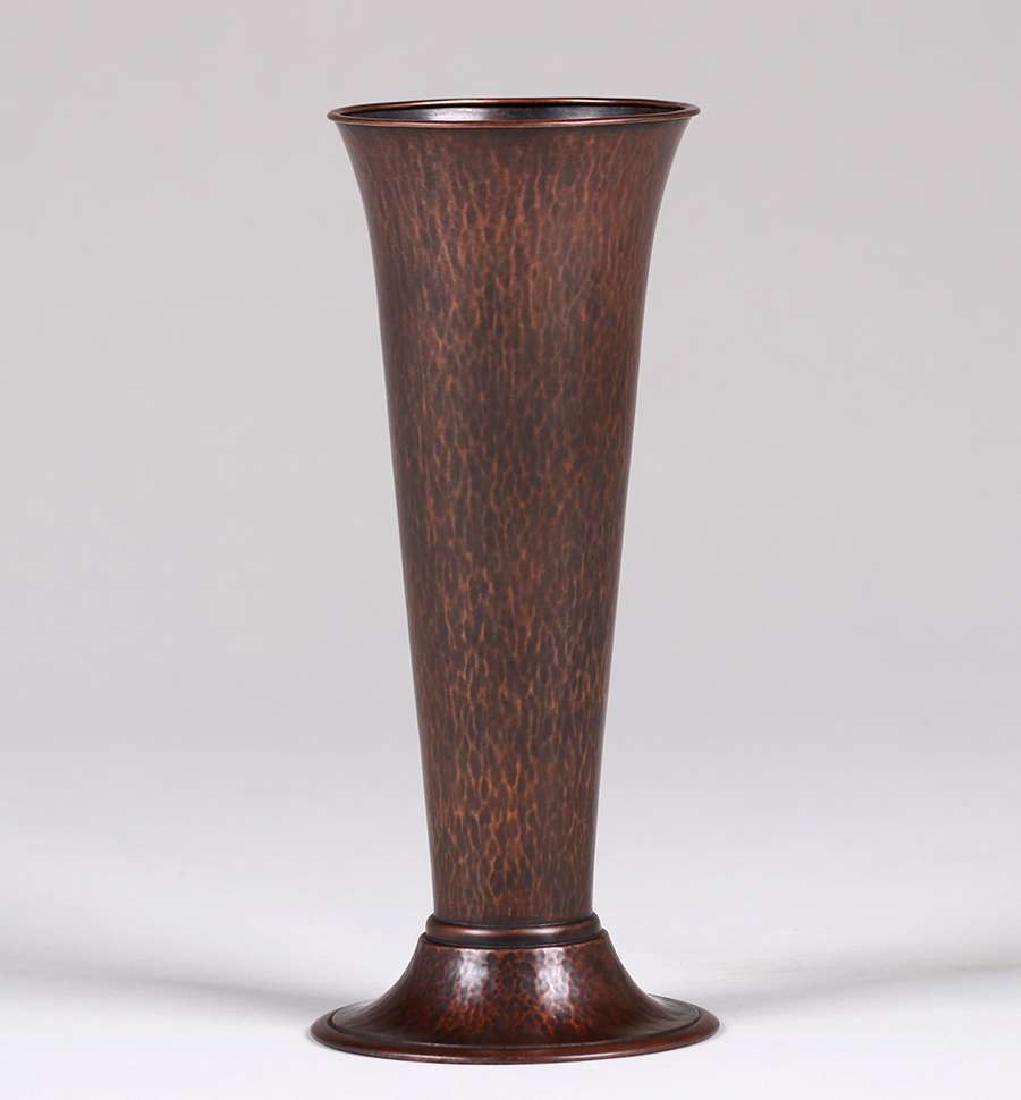 Arts & Crafts Hammered Copper Trumpet Vase c1920s