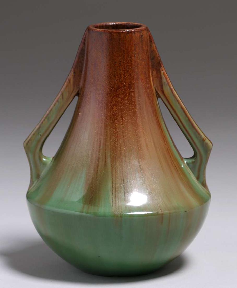 Fulper Pottery Copperdust Over Green Two-Handled Vase (1 of 4)