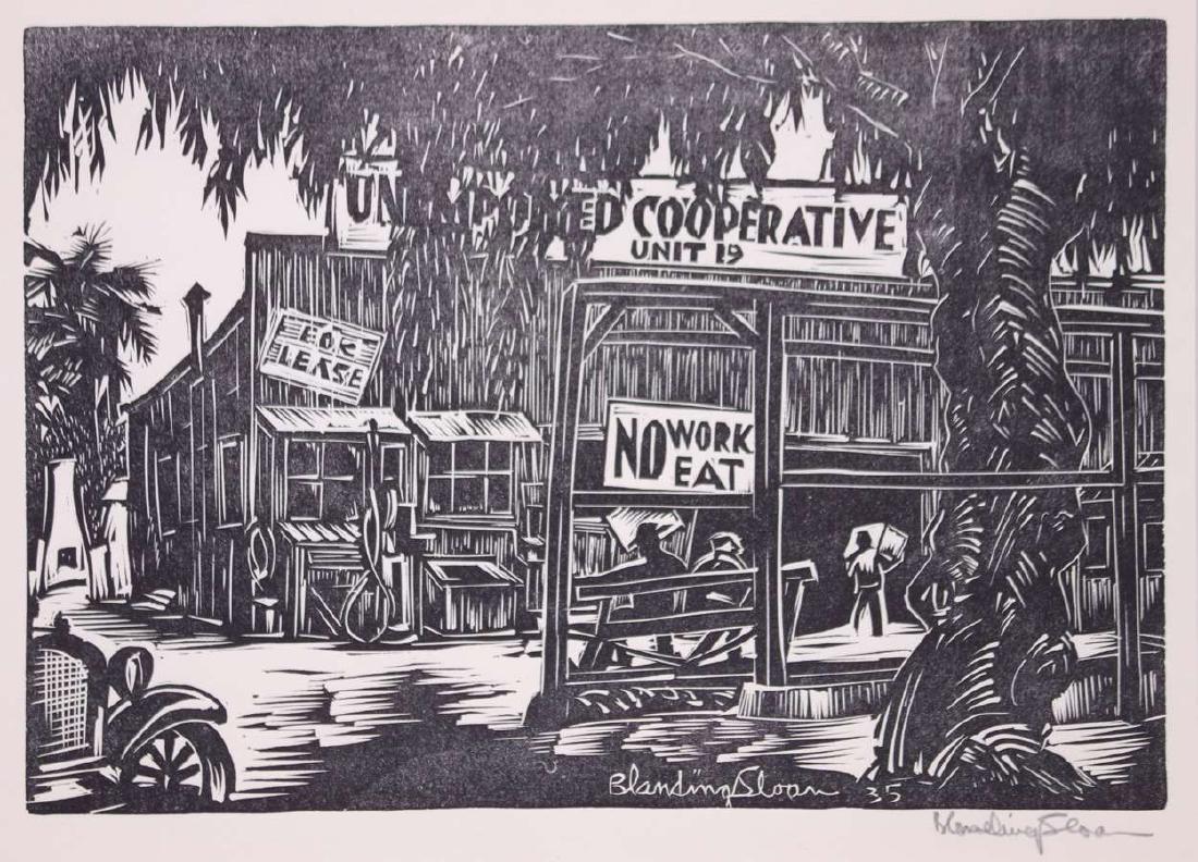 James Blanding Sloan WPA Era Woodblock No Work No Eat (1 of 5)
