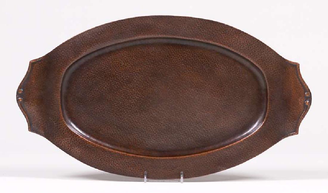 Large Danish Arts & Crafts Hammered Copper Oval Tray (1 of 3)