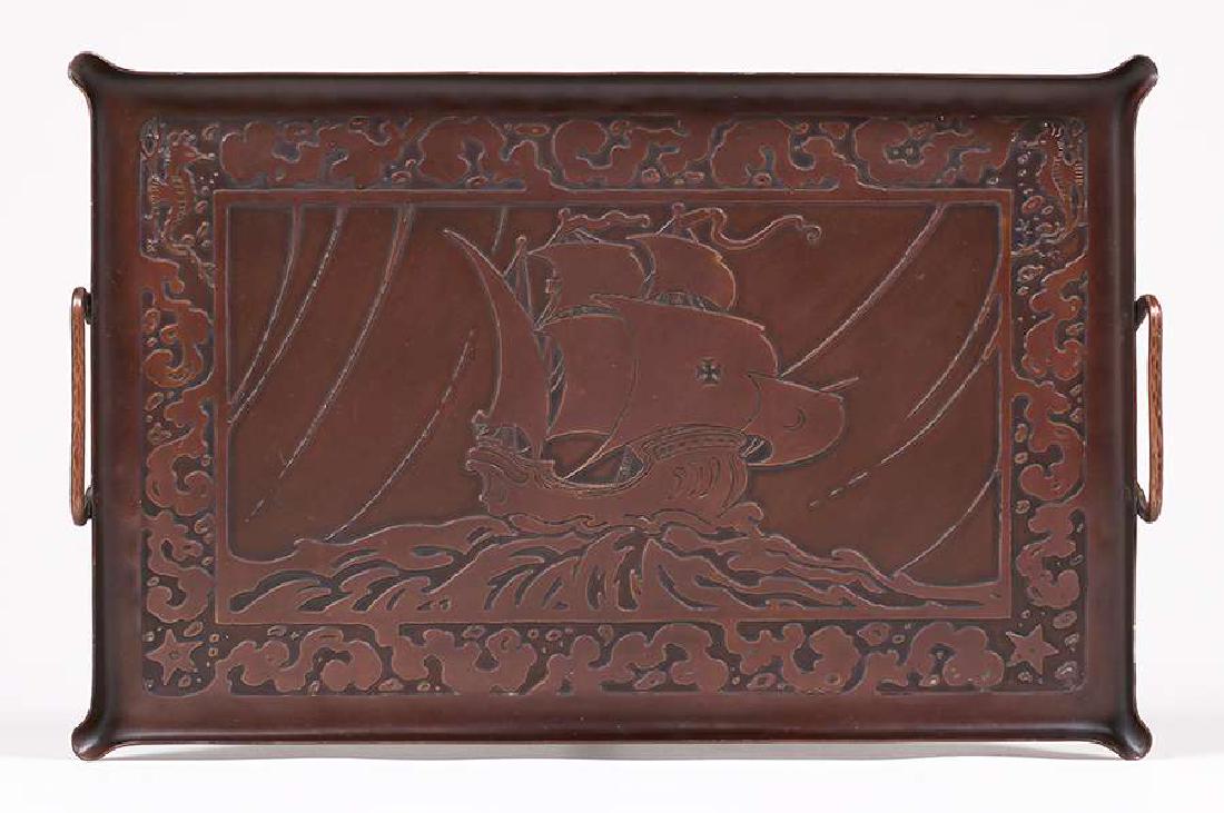 Early Craftsman Studios Hammered Copper Galleon Ship (1 of 2)