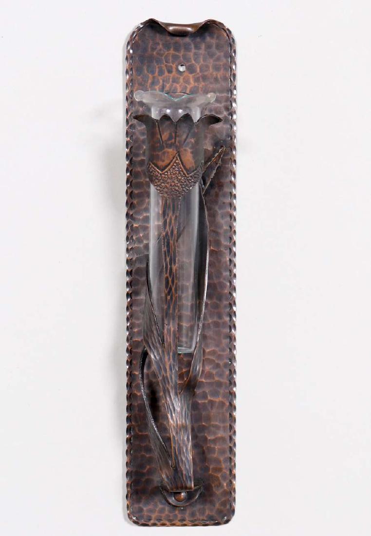 Arts & Crafts Hammered Copper Wall-Mounted Stem Vase (1 of 2)