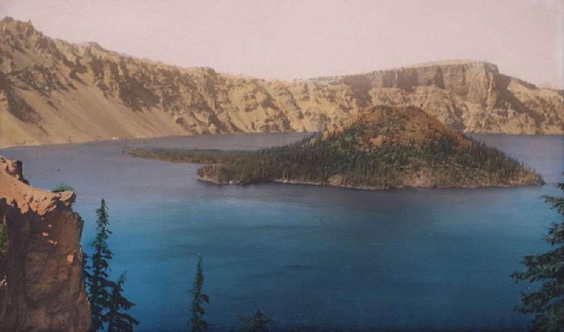 Vintage Hand-Tinted Photo Crater Lake c1920 (1 of 3)