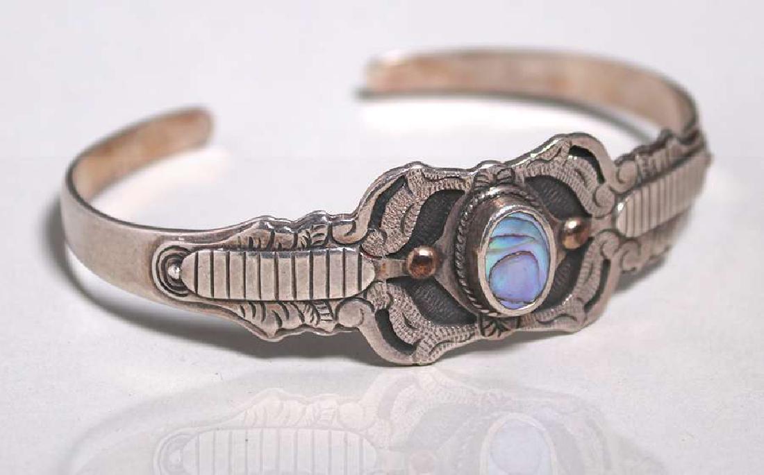 Arts & Crafts Sterling Silver & Abalone Bracelet c1910 (1 of 3)