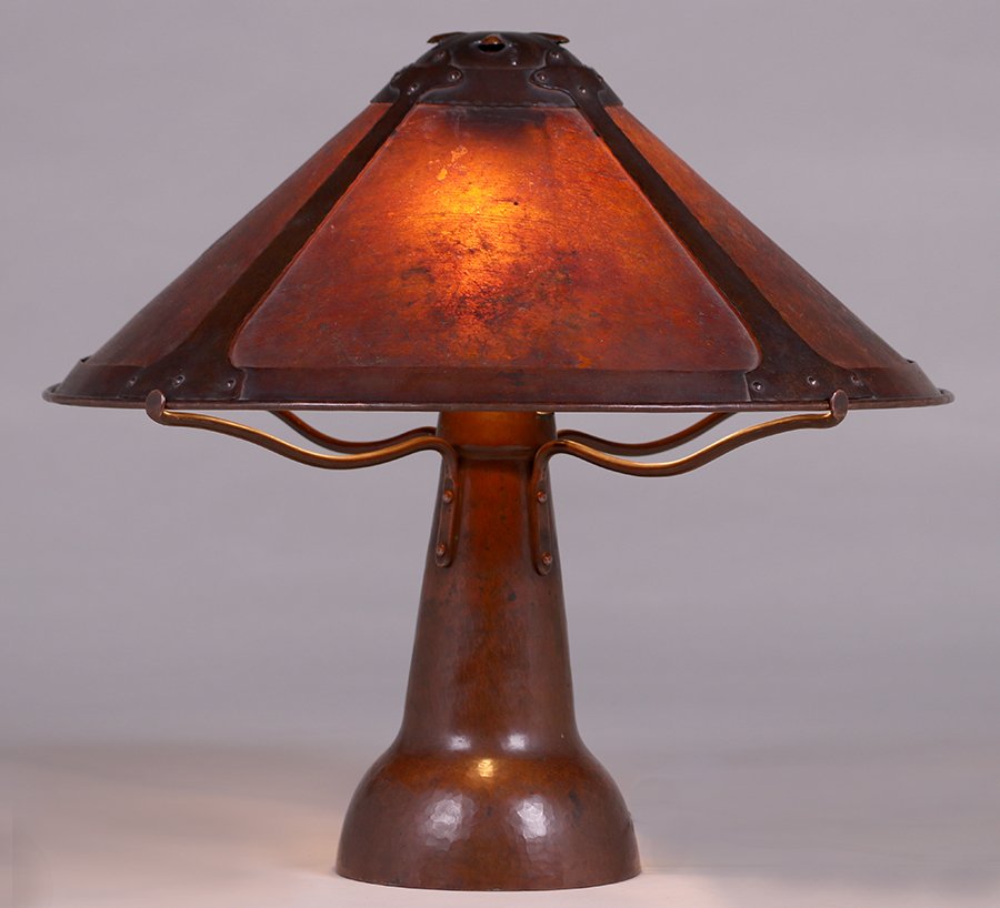 Early Dirk van Erp Hammered Copper & Mica Lamp (1 of 5)