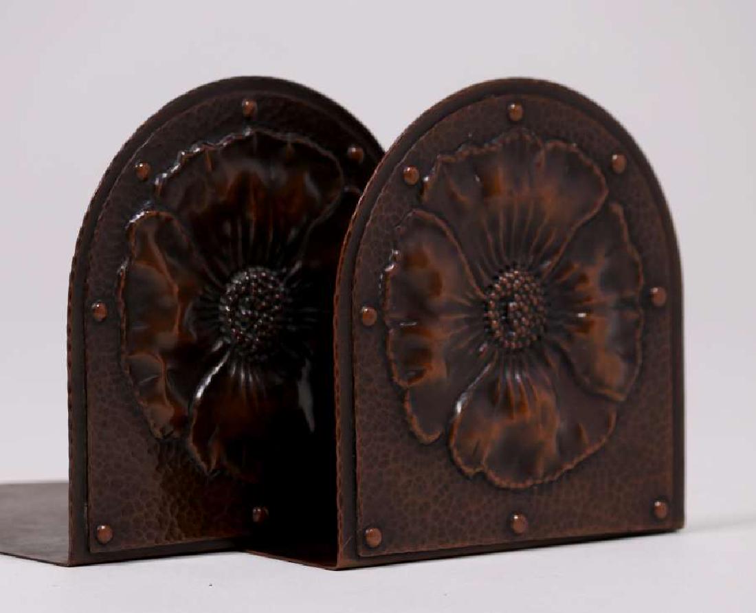 Roycroft Hammered Copper Poppy Bookends (1 of 3)
