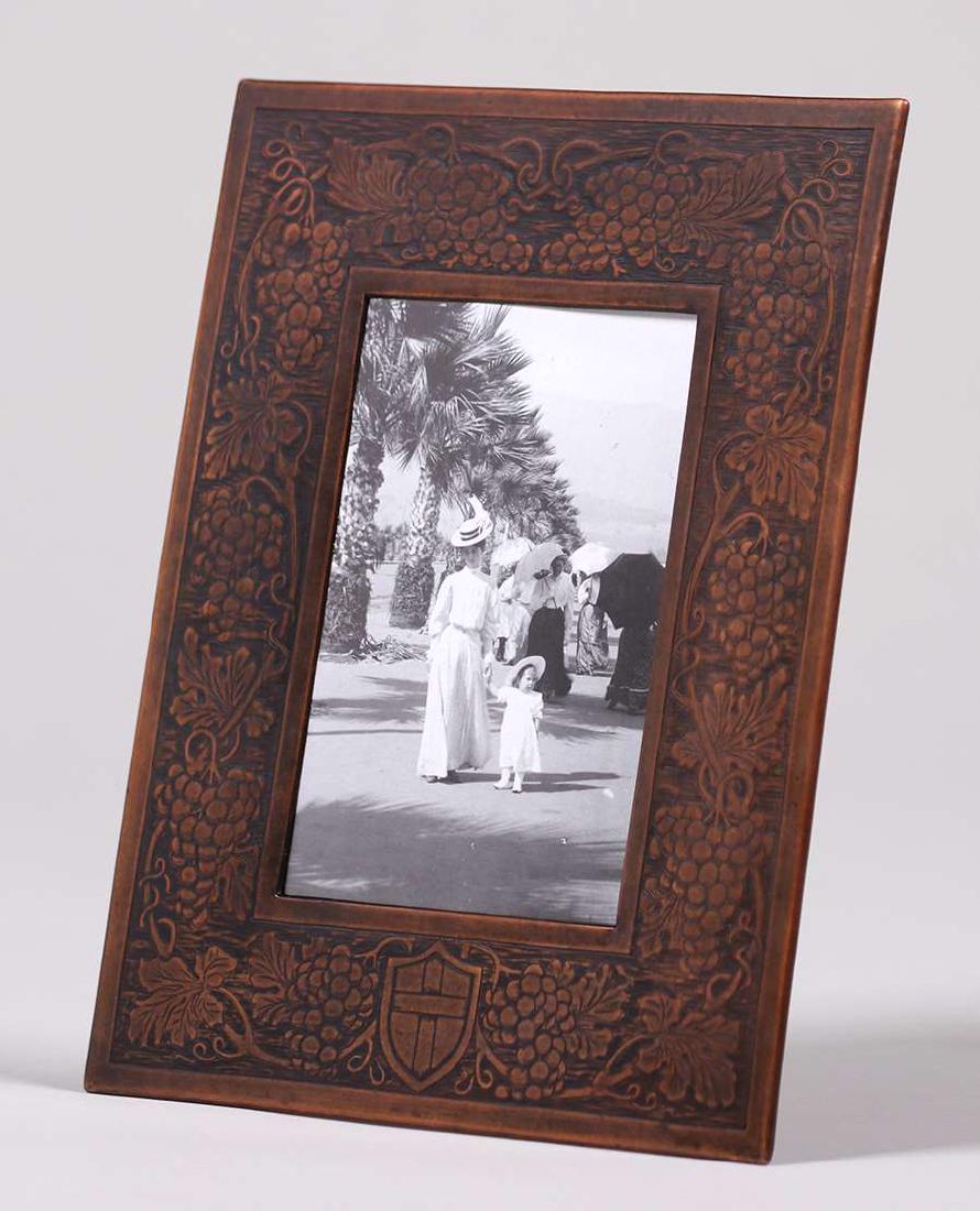 Arts & Crafts Hammered Copper Acid-Etched Picture Frame (1 of 4)