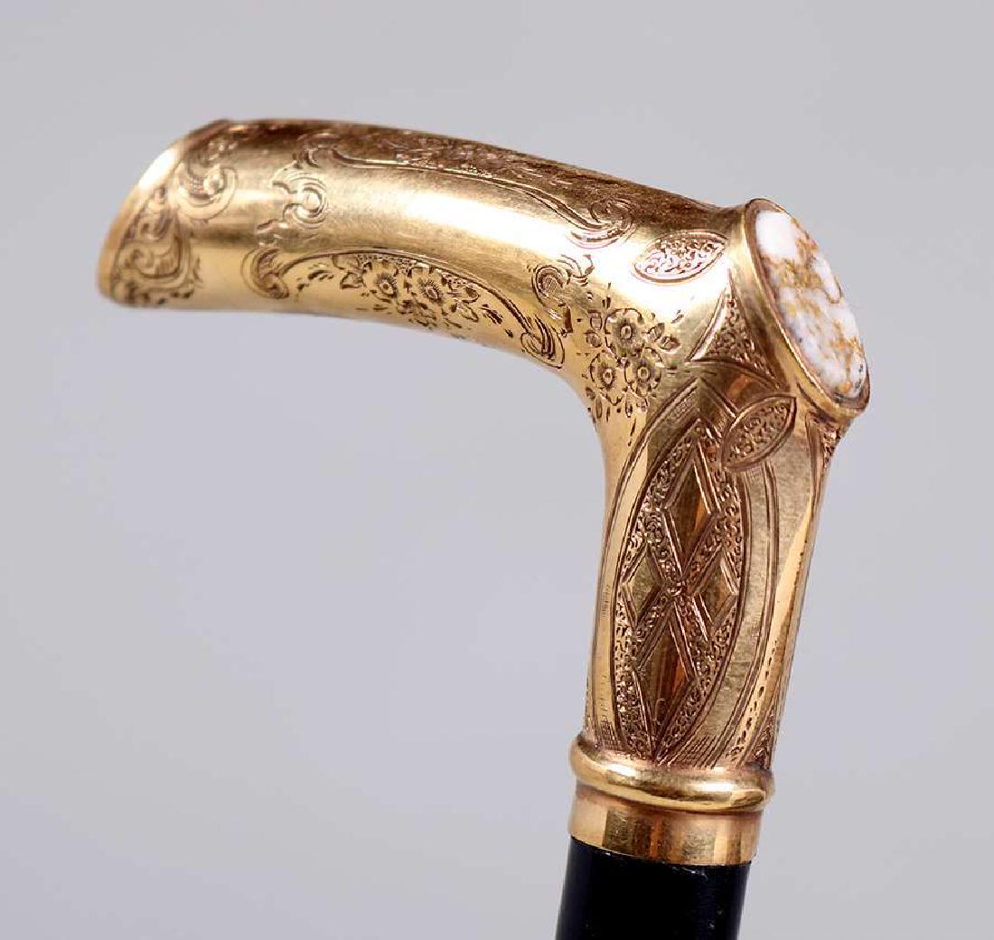 California 14k Gold & Gold Quartz Crook Handle Cane (1 of 6)