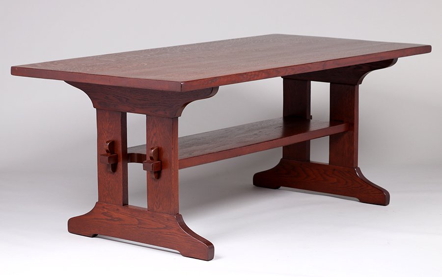 Large Gustav Stickley 72" Trestle Table c1910