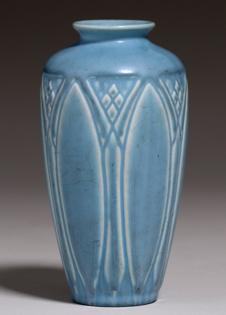 Rookwood #2412  Matte Blue Vase 1938 (1 of 3)