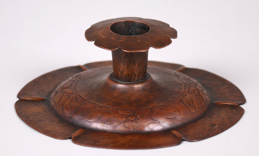 Waidelich Arts & Crafts Hammered Copper Candlestick (1 of 3)