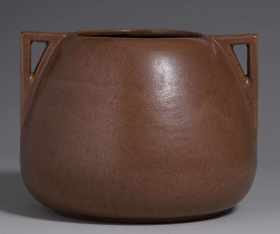 Large Fulper Matte Brown Two-Handled Vase (1 of 3)