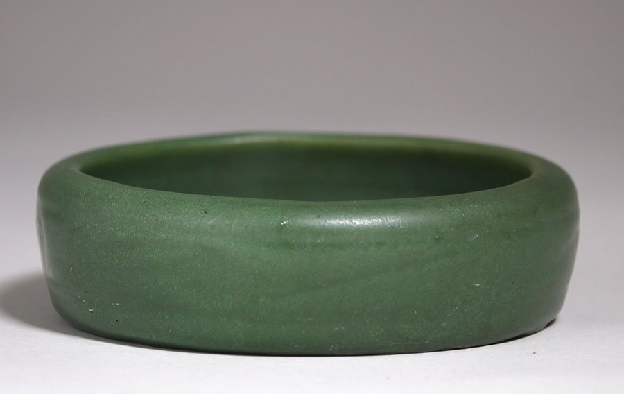 Small Hampshire Pottery Matte Green Low Bowl (1 of 3)