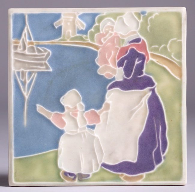 Rookwood Dutch Scene Trivet Tile 1927 (1 of 2)