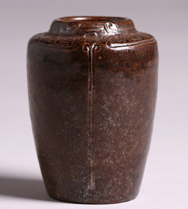 Arequipa Pottery Hand-Carved Brown Vase c1915 (1 of 4)
