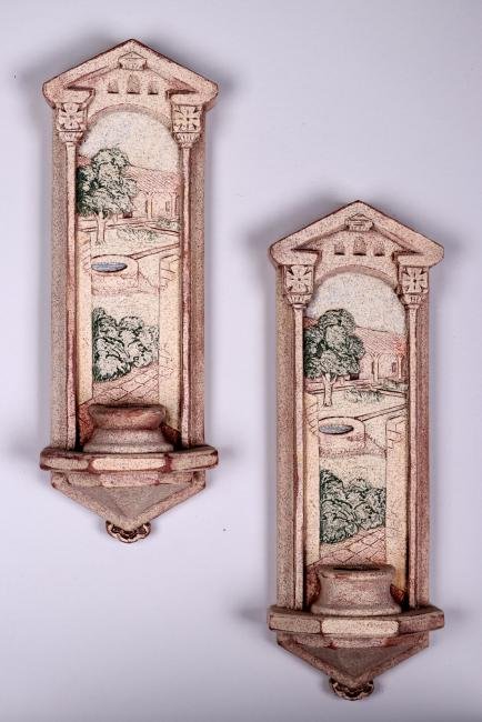 Pair Claycraft Pottery Mission Candlesconces c1920s (1 of 1)