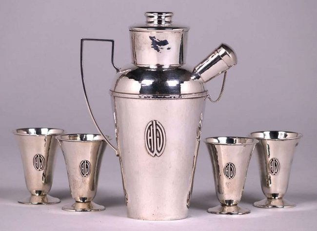 Lebolt Chicago Sterling Silver Cocktail Shaker Set 1910 (1 of 4)