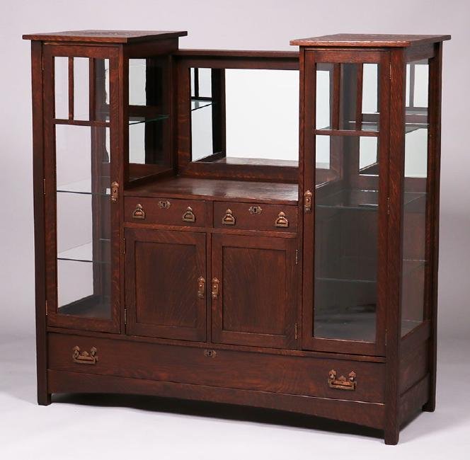 Grand Rapids Double Tower China Cabinet Hutch c1905 (1 of 1)
