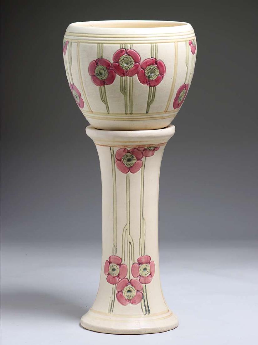 Weller Pottery Flemish Jardiniere & Pedestal (1 of 2)