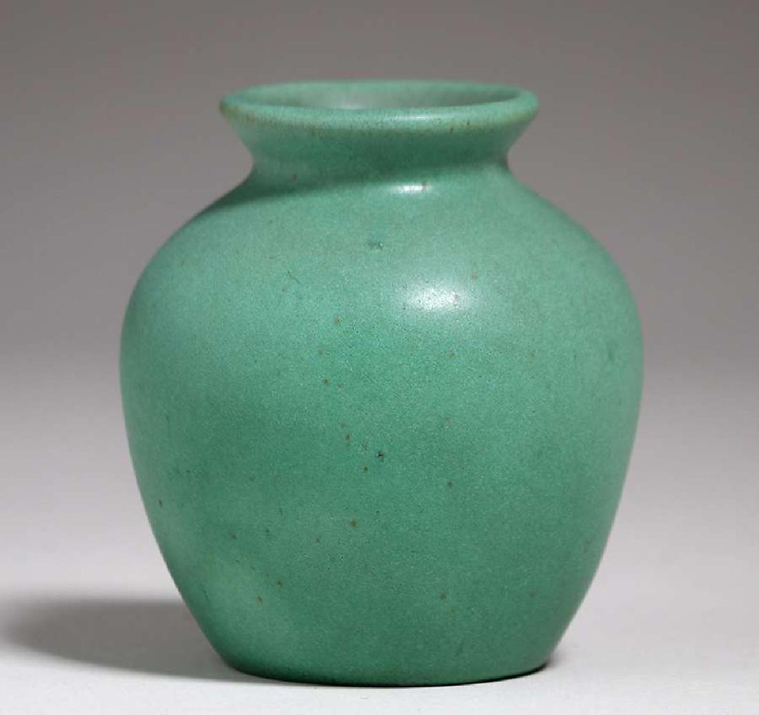 Small Teco Pottery Matte Green Vase (1 of 3)