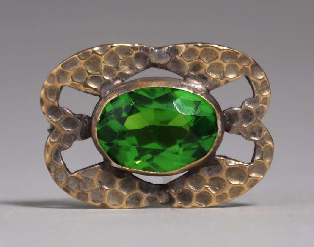 Arts & Crafts Cutout Hammered Brass Brooch c1910 (1 of 1)