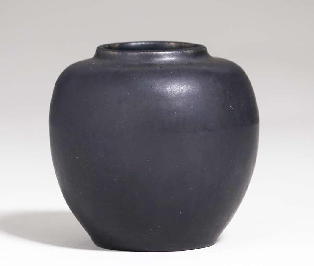Rhead Pottery Santa Barbara Matte Black Vase c1913-1917 (1 of 3)