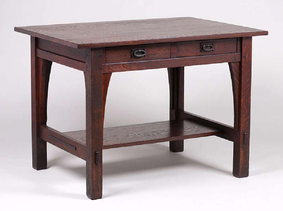 Gustav Stickley Two-Drawer Library Table c1910 (1 of 2)