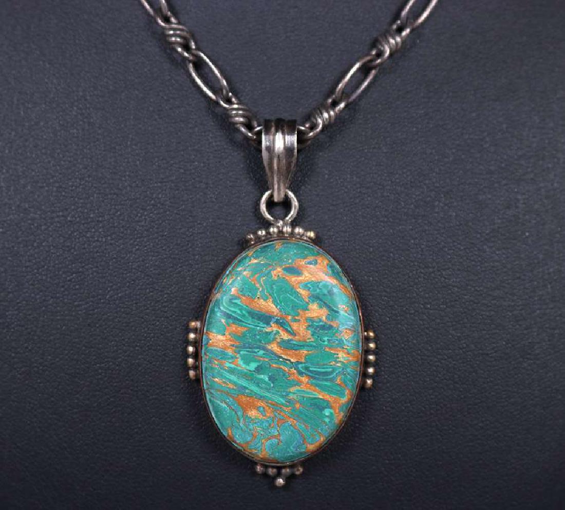 Arts & Crafts Sterling Turquoise Pendant Necklace c1910 (1 of 2)