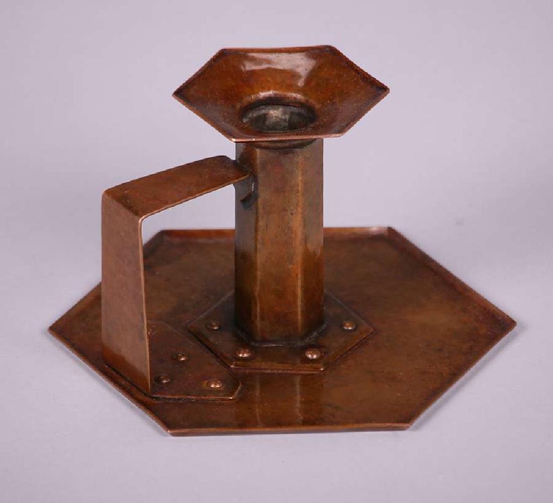 Dirk van Erp Hammered Copper 6-Sided Candlestick (1 of 3)