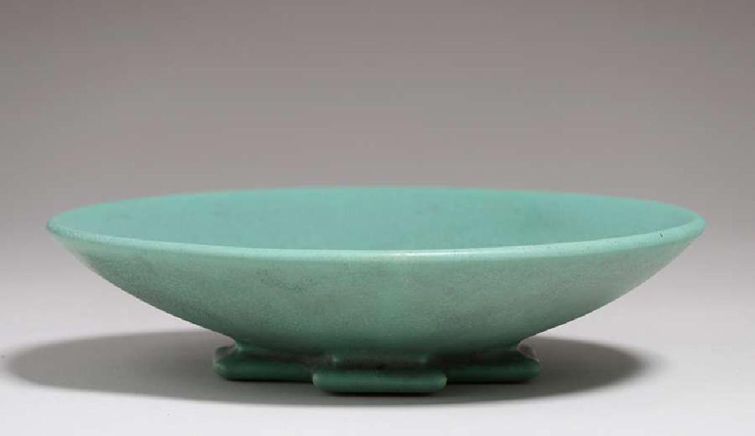 Rare Teco Pottery Matte Green Fruit Bowl c1910 (1 of 2)