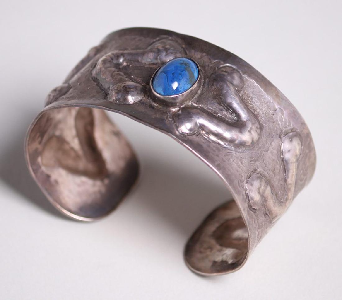 Arts & Crafts Hand-Hammered Sterling Silver Lapis (1 of 1)