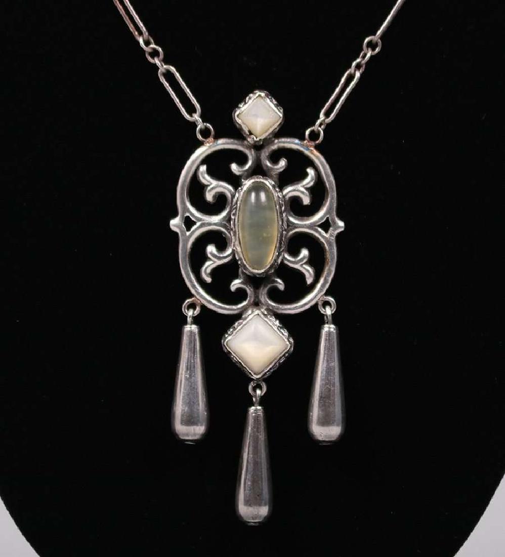 Arts & Crafts Moonstone Pendant Necklace c1910 (1 of 3)
