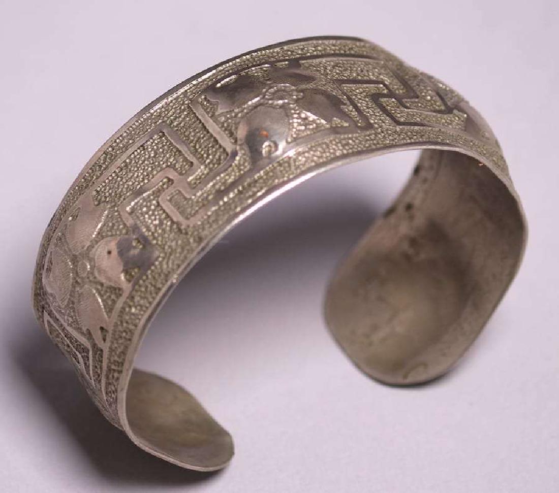 Arts & Crafts Silver Bracelet Acid-Etched McIntosh Rose (1 of 1)