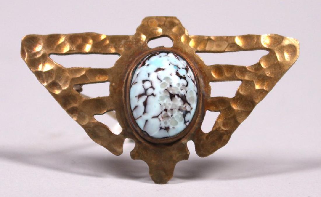 Frost Arts & Crafts Hammered Brass Cutout Brooch c1910 (1 of 2)