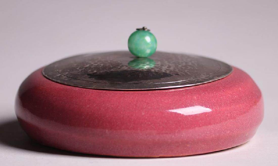 Potter - Mellon Ceramic Bowl Sterling Silver Lid c1920 (1 of 3)