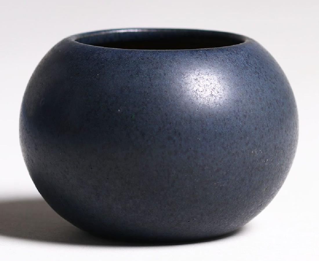 Marblehead Pottery Dark Matte Blue Closed Bowl (1 of 4)