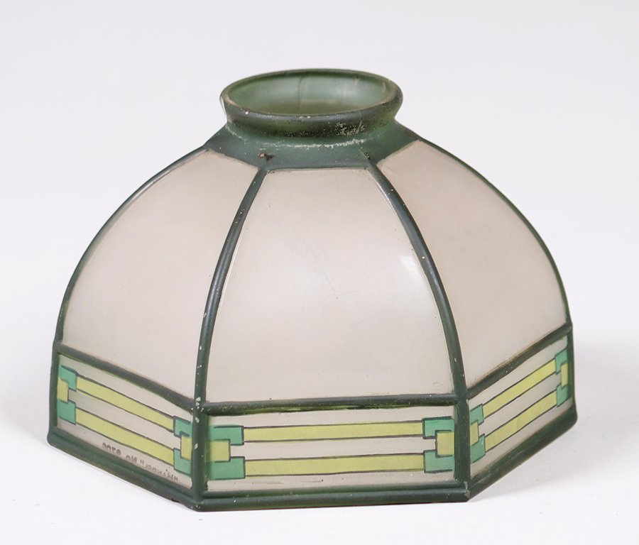 Handel Geometric Reverse-Painted Glass Shade c1910 (1 of 2)