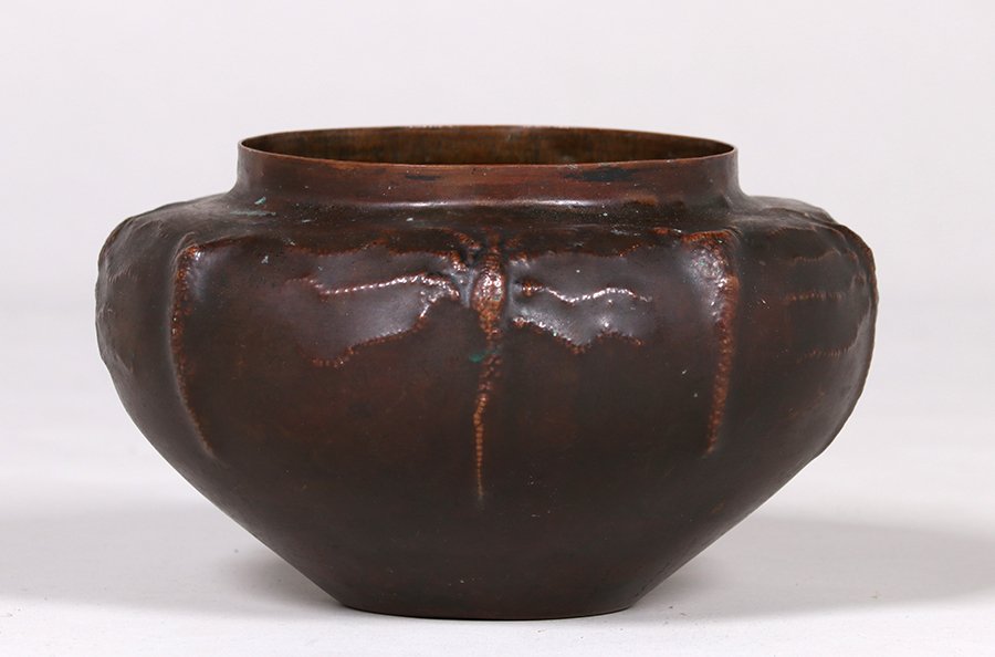 Ludwig Vierthaler Hammered Copper Dragonfly Vase (1 of 3)