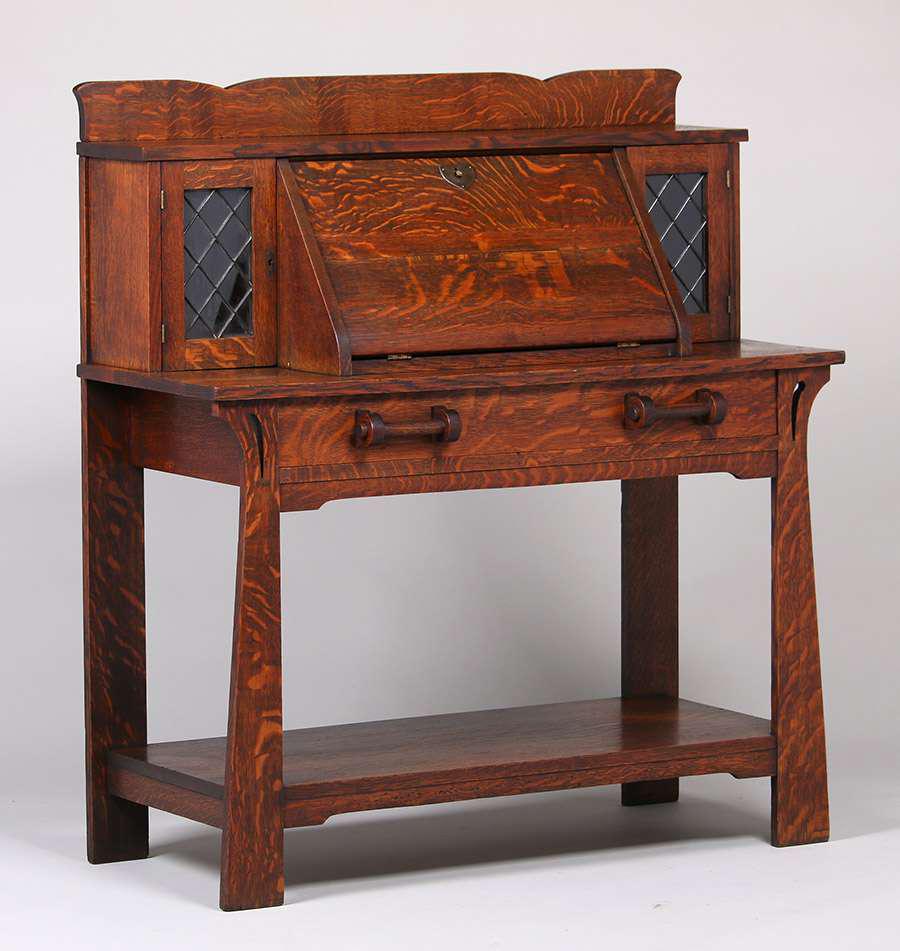 Shop of the Crafters Leaded Glass Drop Front Desk c1910 (1 of 5)
