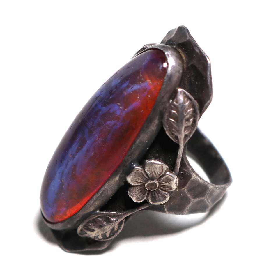 Arts & Crafts Hammered Sterling Silver Mexican Opal (1 of 3)