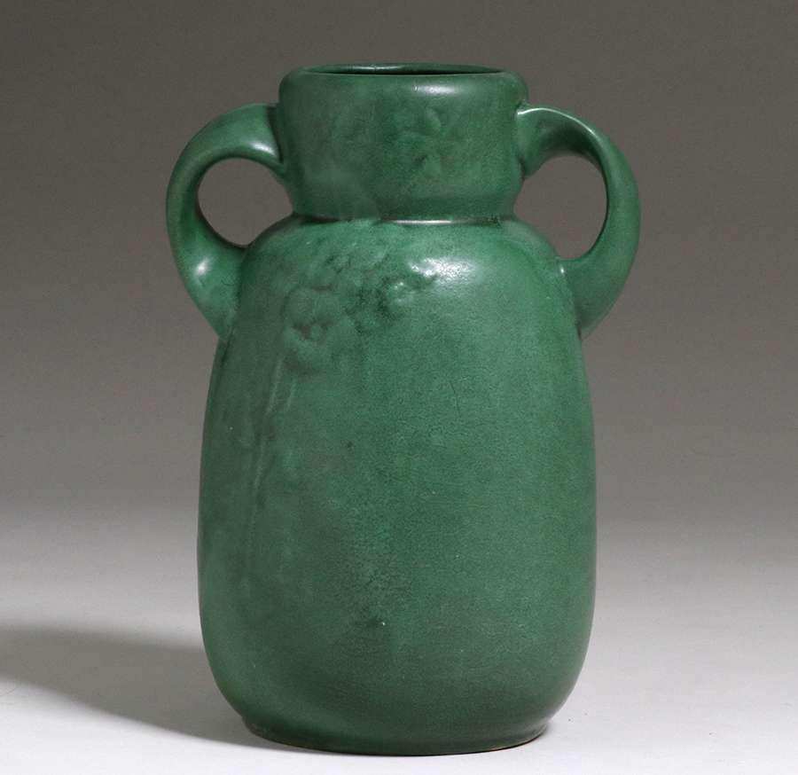 Large Weller Pottery Matte Green Two-Handle Vase c1915 (1 of 3)