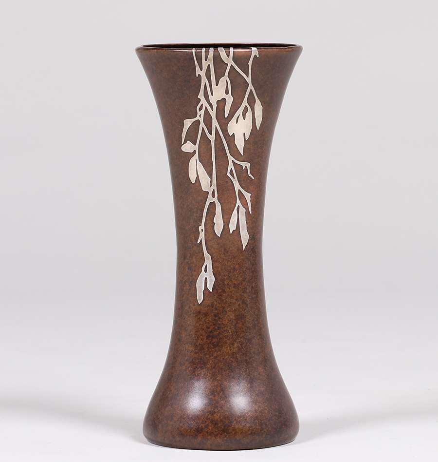 Silvercrest Sterling on Bronze Corseted Overlay Vase (1 of 3)